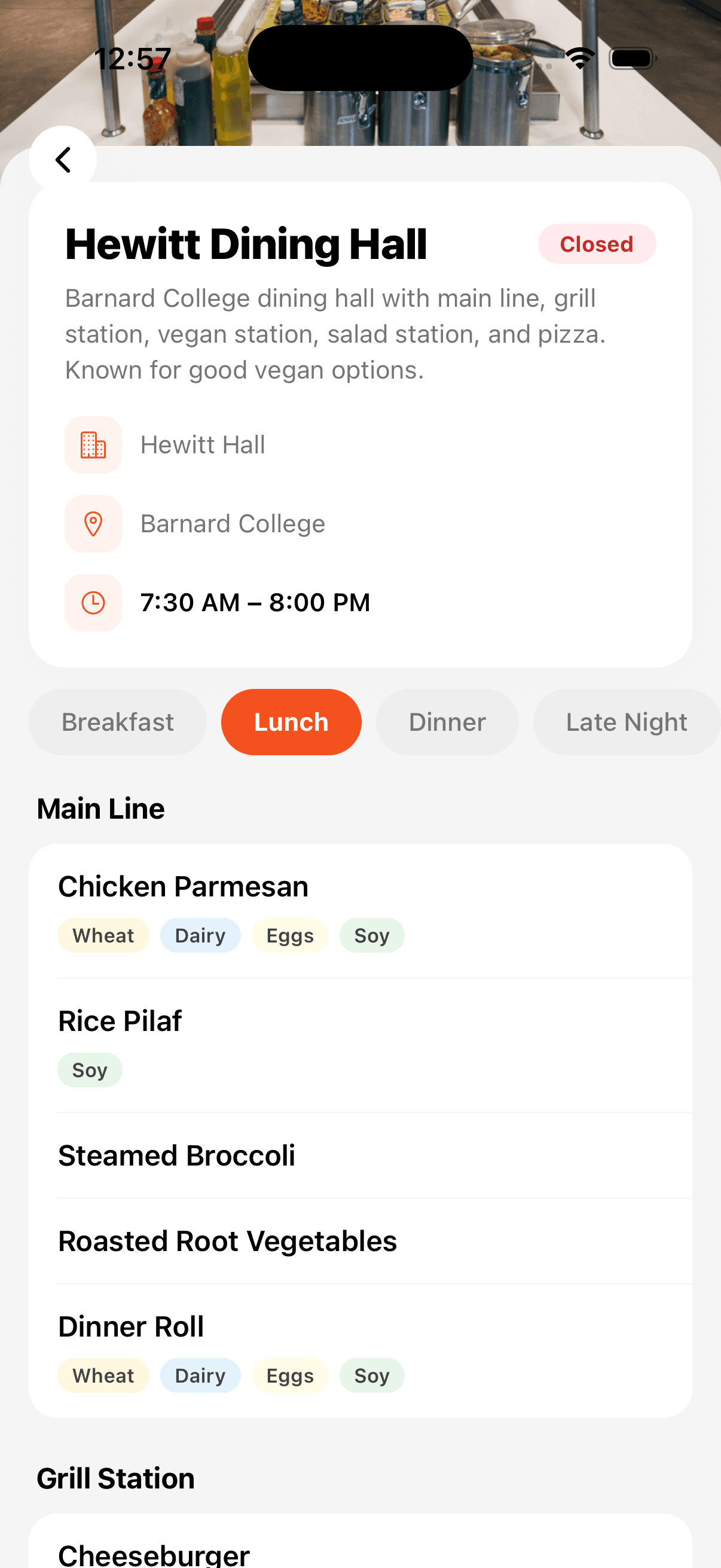 Vittles app — Menus